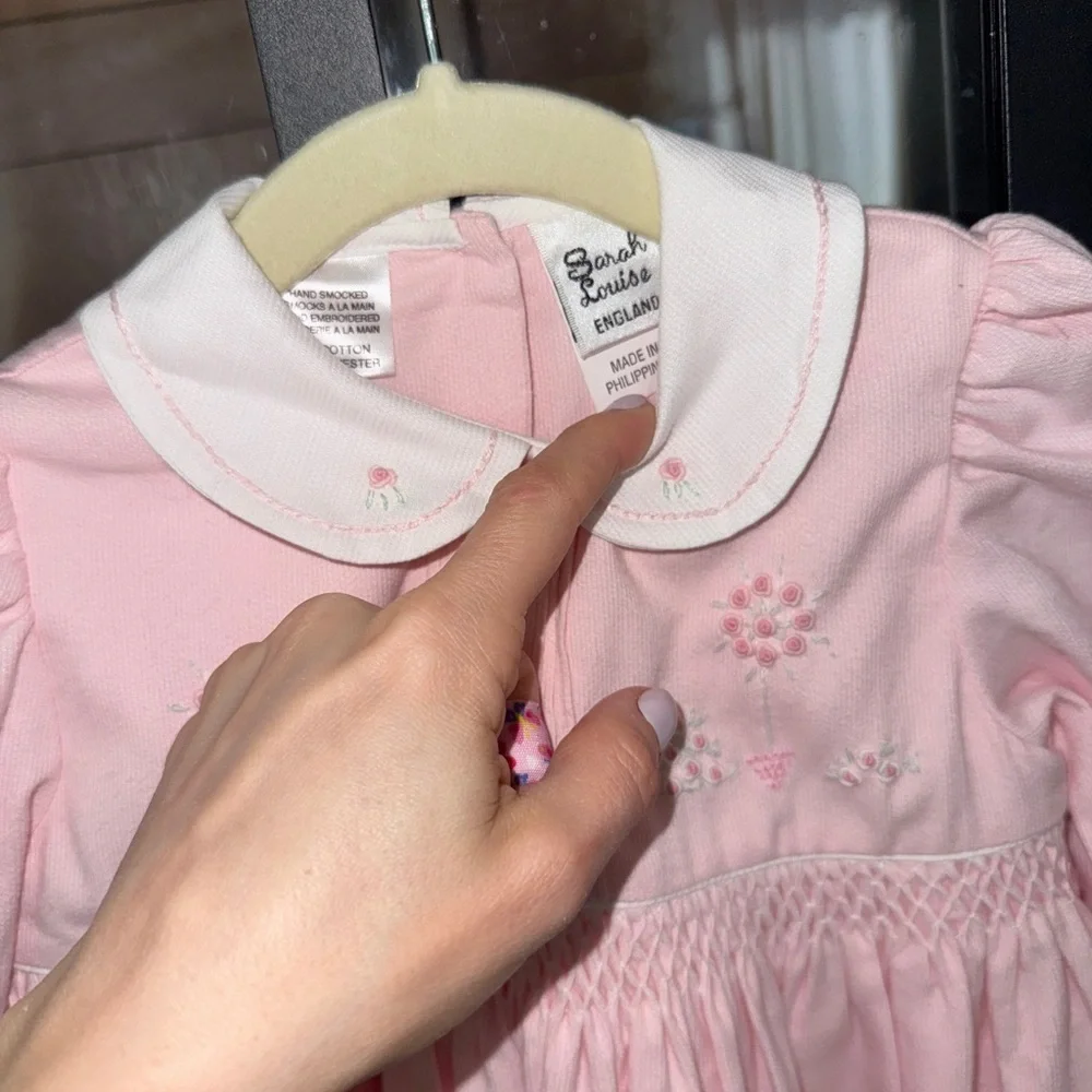 Vintage Sarah Louise dress classic embroidered collar long sleeve toddler roses